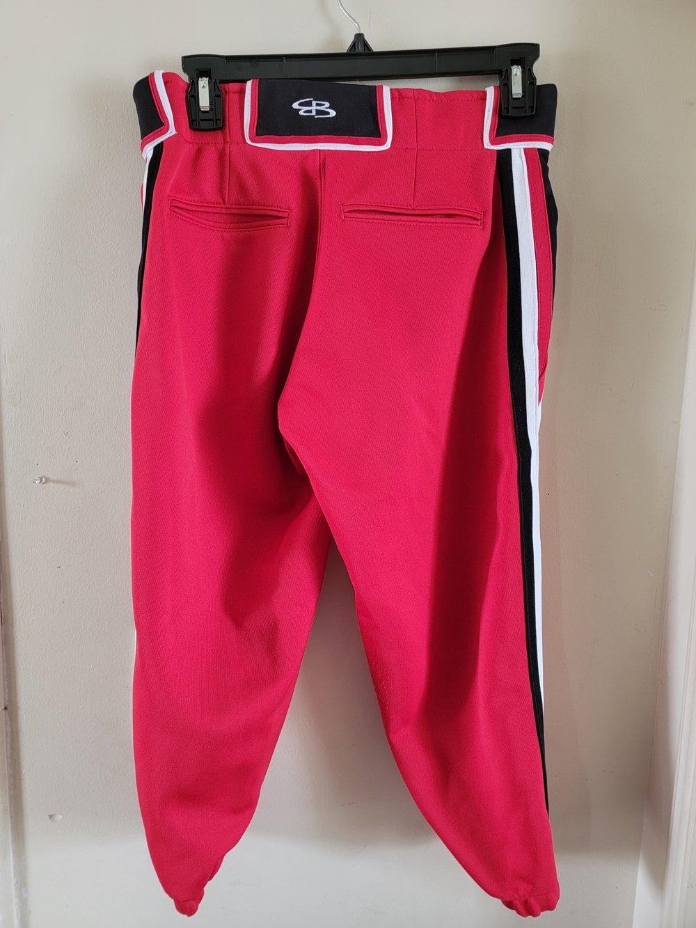 Red Ball Pants With Black And White Trim 30 Knee Length Belt Loops Pockets - Picture 2 of 9